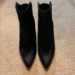 Zara Black Pointy Real Calf fur Ankle Booties 38